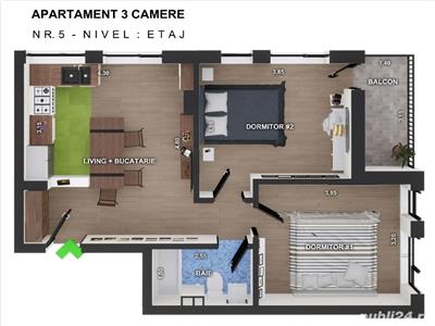 Vanzare Apartament 3 Camere Semifinisat Tera, Floresti